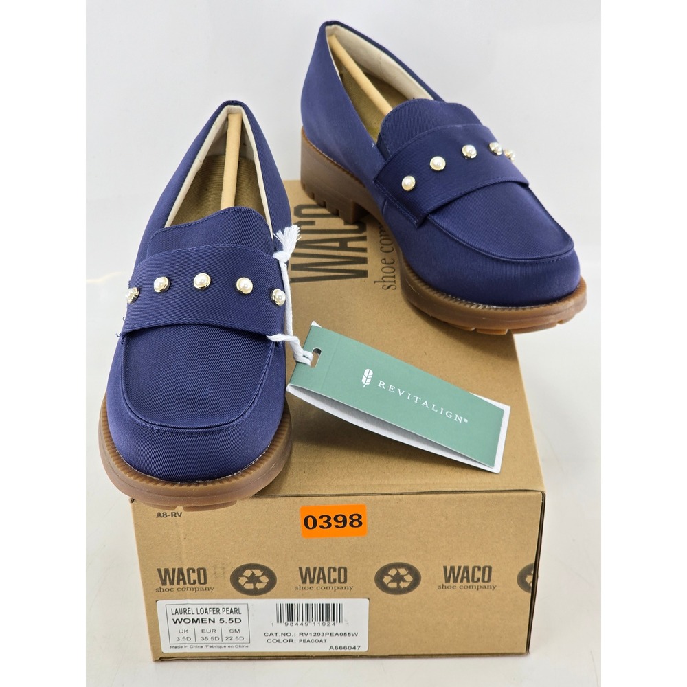 Revitalign Laurel Loafer Pearl Women 5.5D Peacoat Blue Studded Lug Sole -New